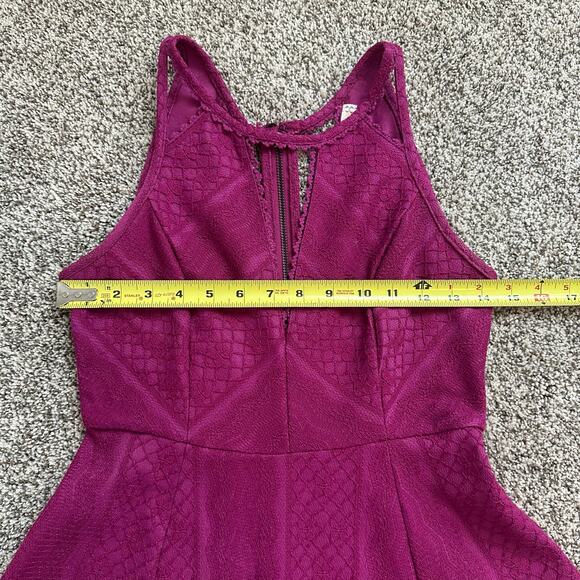 Free People magenta pink embroidered lace sleeveless a-line mini dress size 2 - Picture 11 of 12